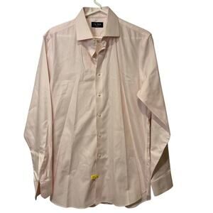 The TIE BAR Trim Fit Mens Dress Shirt Button Up Pink Pastel 16 34/35‎ Preppy